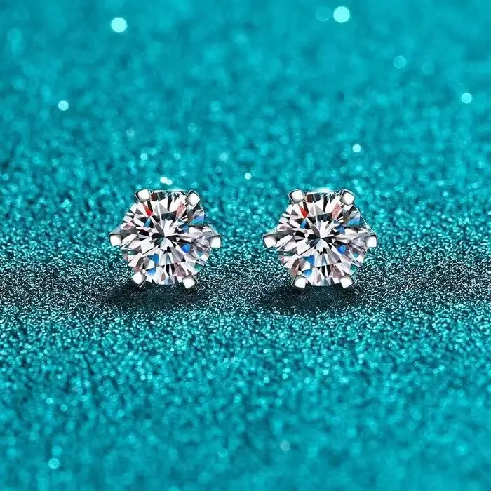 TY 0.3-2CT boucles d'oreilles Moissanite 925 en argent Sterling boucles d'oreilles rondes boucles d'