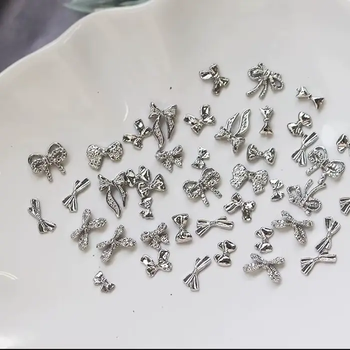 Breloques pour ongles en alliage papillon 3D, 50/60 pièces/lot, bijoux Design avec nœud papillon, lu