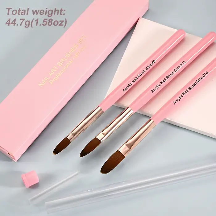 Brosse à ongles pour Application acrylique, 3 pièces, 8/10/14 #   Pinceaux à ongles professionnels r