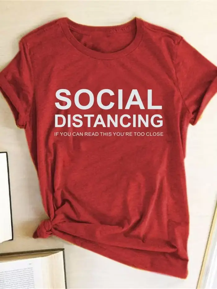 Tričko s potiskem Sociální distance pro ženy