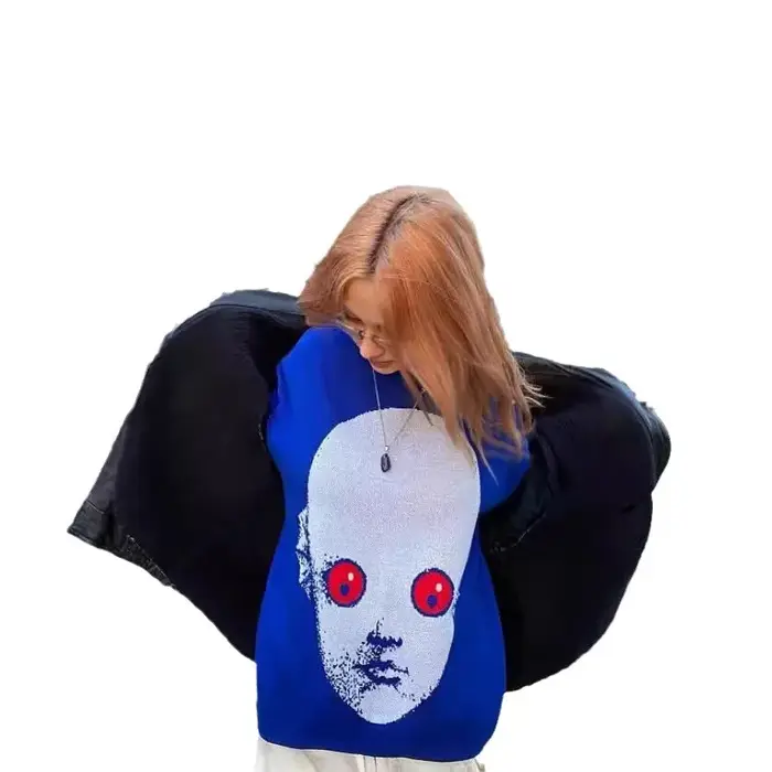 Y2K pull hiver graphique Streetwear femmes Vintage pull pull haute tricots surdimensionné gothique à