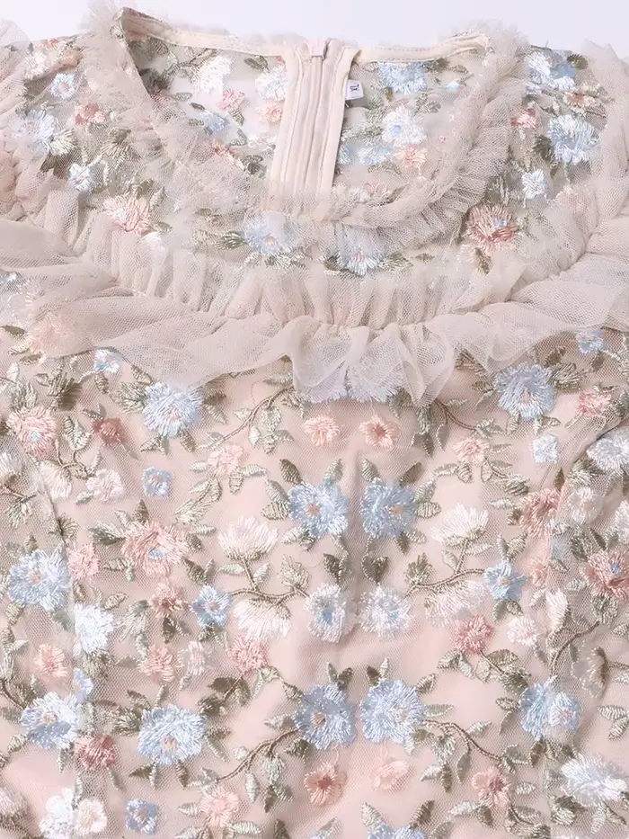 TWOTWurea-Robe patchwork à paillettes YLE pour femme, col rond, manches courtes, taille haute, maill
