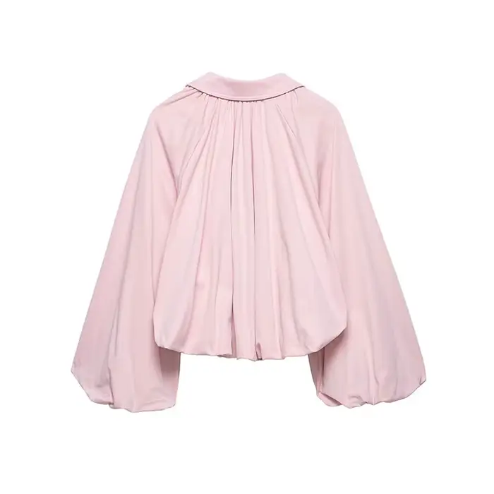 Veste Bomber Femme NLZGMSJ Printemps 2026 Manches Bouffantes Plissées Fermeture Éclair Manteau Ample