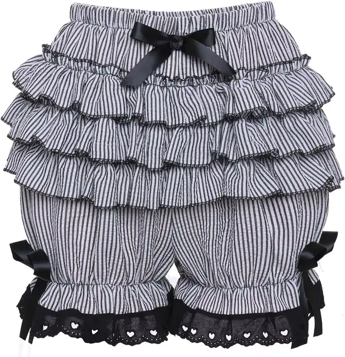 Pantalon Lolita à bretelles mignonnes, short fleuri en dentelle nouée avec nœud, pantalon bouffant p