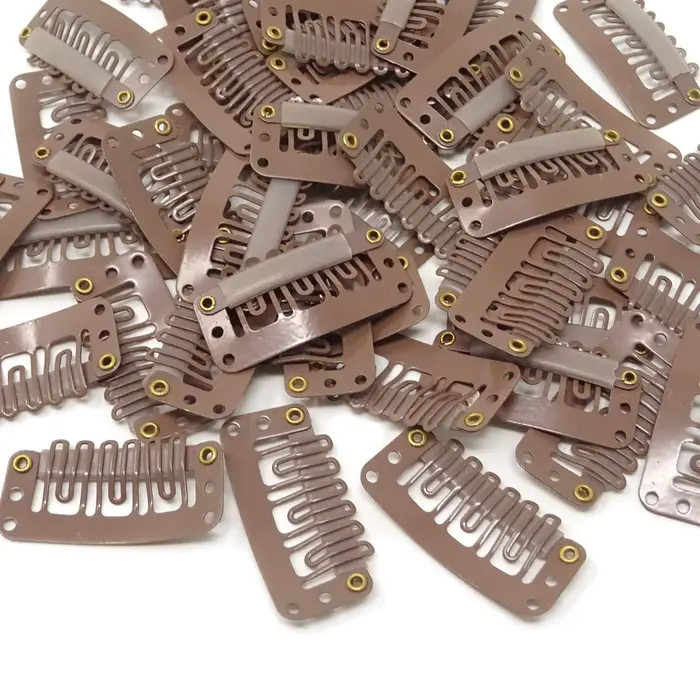 50 Clips pour trames de cheveux réels à clipser, Extensions de cheveux, perruque, pinces à cheveux
