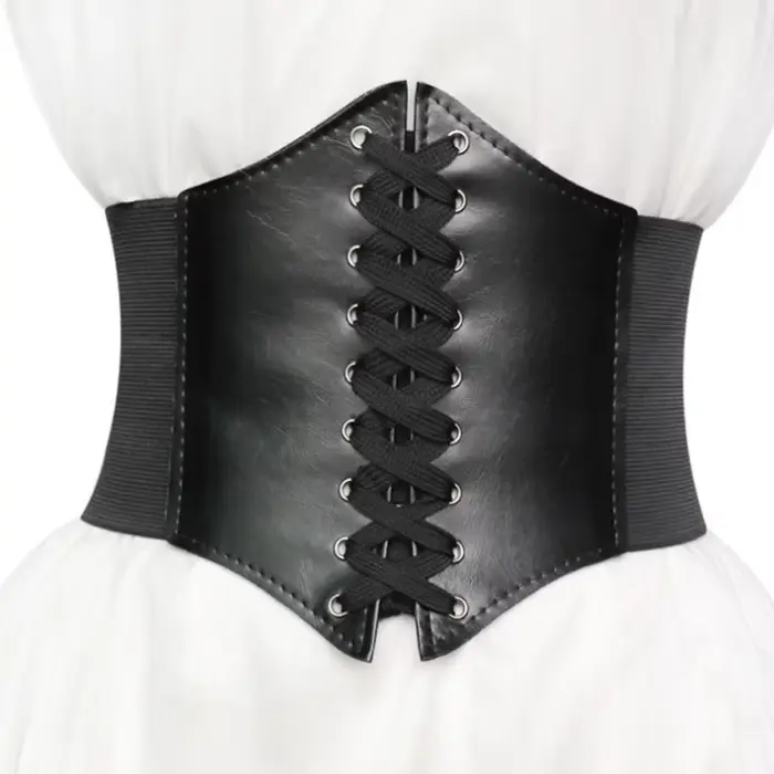 Corsets pour femmes, ceinture large, style gothique, amincissant, effet ventre plat, corset blanc, élastique, taille haute, ceintures noires en similicuir, Korsett