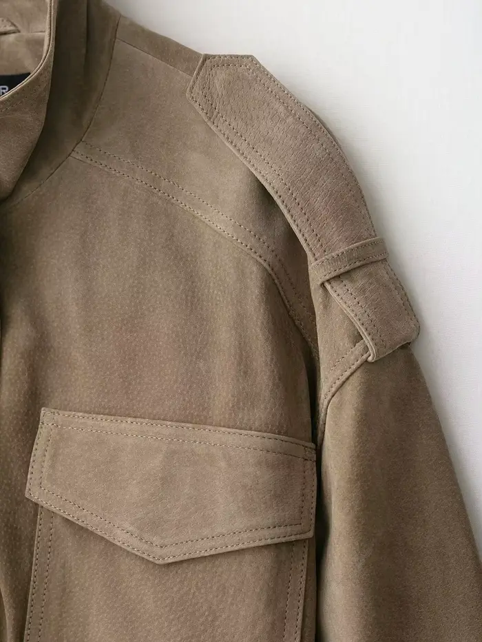 KONDALA Chic daim femmes Bomber veste femmes à manches longues poches droite manteau ample mode 2025