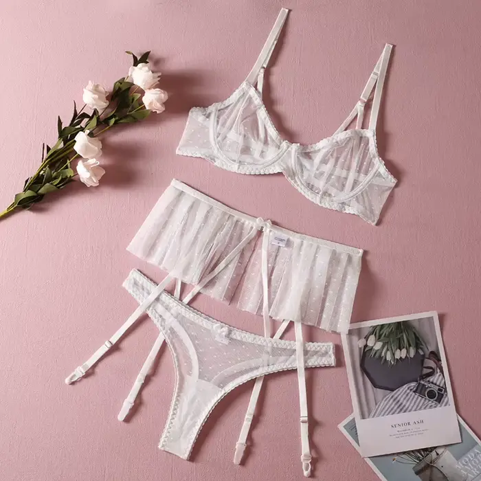 Ensemble de lingerie sexy en dentelle pour femmes, sous-vêtements, soutien-gorge et culotte, corset,