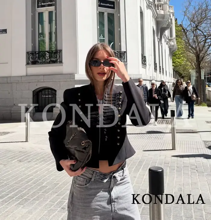 KONDALA Veste Slim Vintage Femme 2026 Nouvelles Tendances Printemps Vestes Napoléon Élégantes pour D