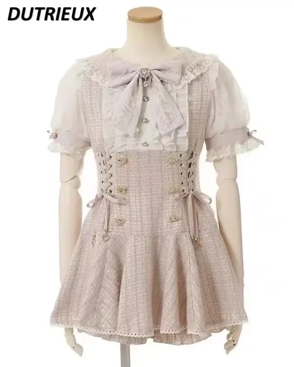 Vêtements Lolita japonais Mine, chemise à manches courtes et Short, ensemble pour femmes, doux et mi