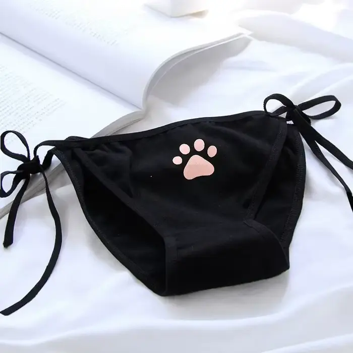 Culottes Lolita sexy à bandage, lingerie taille basse, culottes pour femmes à motif griffe mignon, s