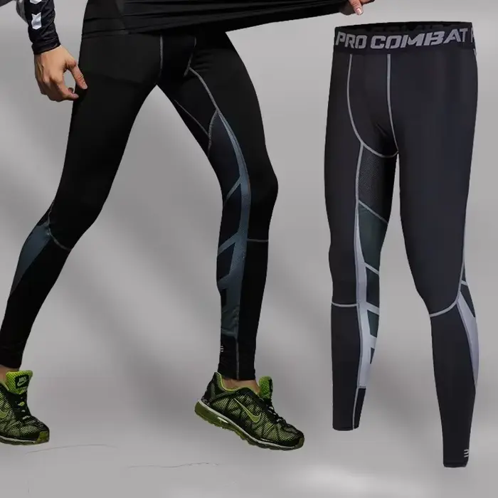 JjRash Guard-Leggings de compression en lyJean-pour hommes, pantalons de sport, collants de fitness,