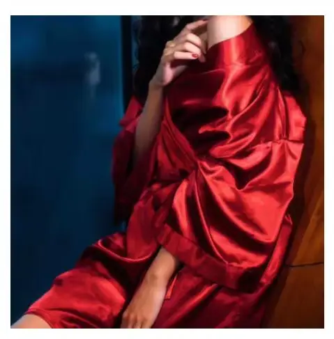 Été Champagne chinois mariée Robe de mariée Satin vêtements de nuit femmes chemise de nuit Sexy chemise de nuit dame Kimono peignoir Robe déshabillé