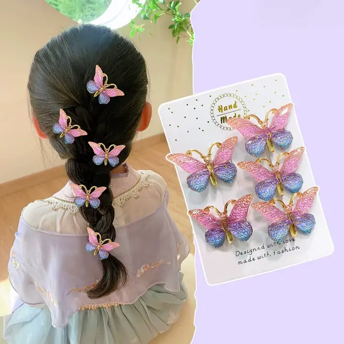 Épingles à cheveux pour bébé, 5 pièces, mignon, doux, stéréoscopique, dégradé de couleur, pinces à c