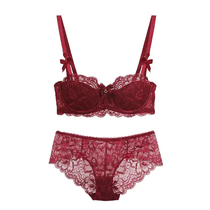 Francouzská čistá touha Bralette malá poprsí AB pohár Push Up bezšňůrová krajková podprsenka pro dívku baculaté mašle design tenký záhyb pohodlí velké velikosti