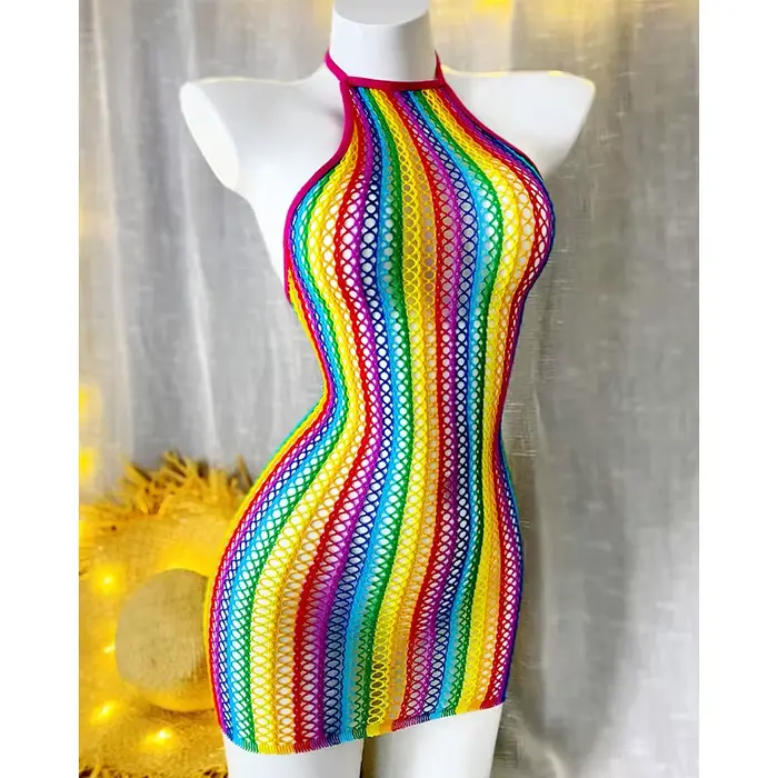 1 pièce Robe moulante sexy pour femme en résille ajourée transparente, tenue de plage sans bikini, m