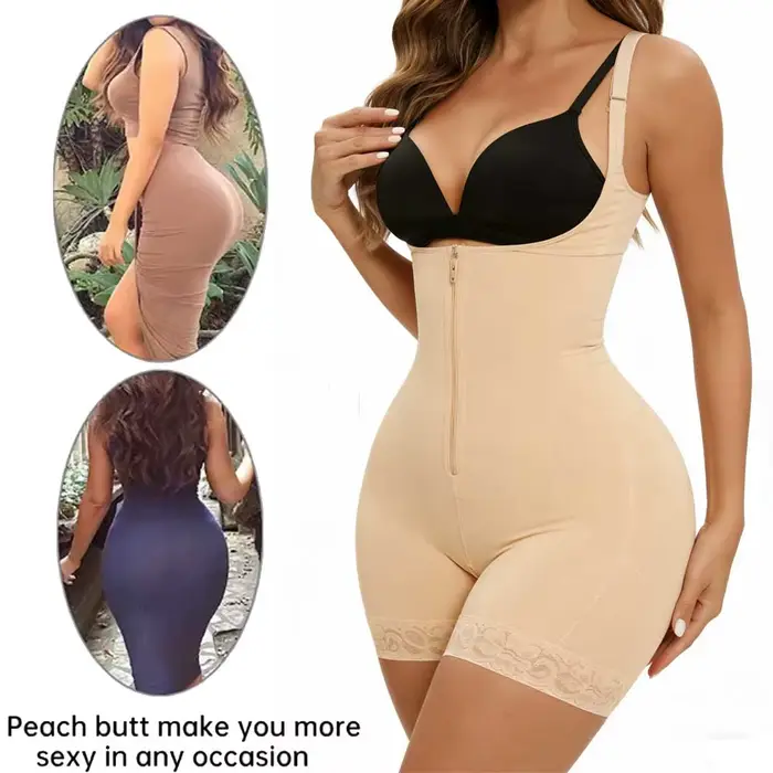 Body gainant pour femme avec fermeture éclair à l'entrejambe, contrôle abdominal, amincissant et sculptant, gaine post-partum