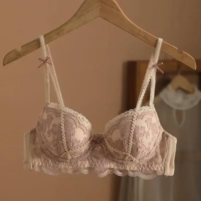Nouvel ensemble de lingerie sexy en dentelle française pour femme 2026, soutien-gorge push-up fin pour petite poitrine, fermeture dorsale, brodé, tailles S-1XL