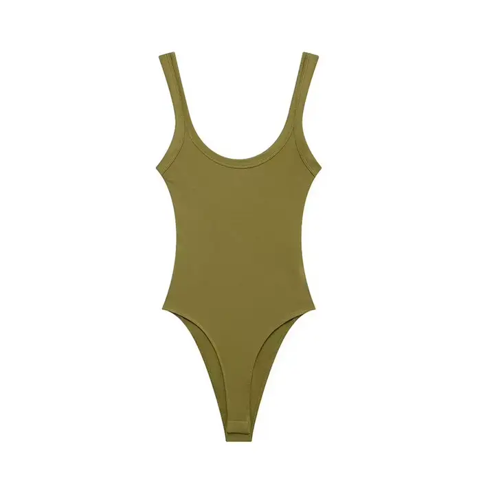 Body côtelé slim pour femmes, bretelles à col rond, boutons-pression, combishort féminin, mode Sexy