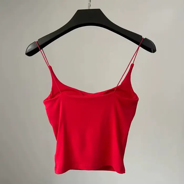 YOZOU-Soutien-Gorge Court Rouge avec Bretelles Standard pour Femme, Camisole Épicée, Beige, Rose, Noir, Été, FibrSemi, Années 2000, Y2k