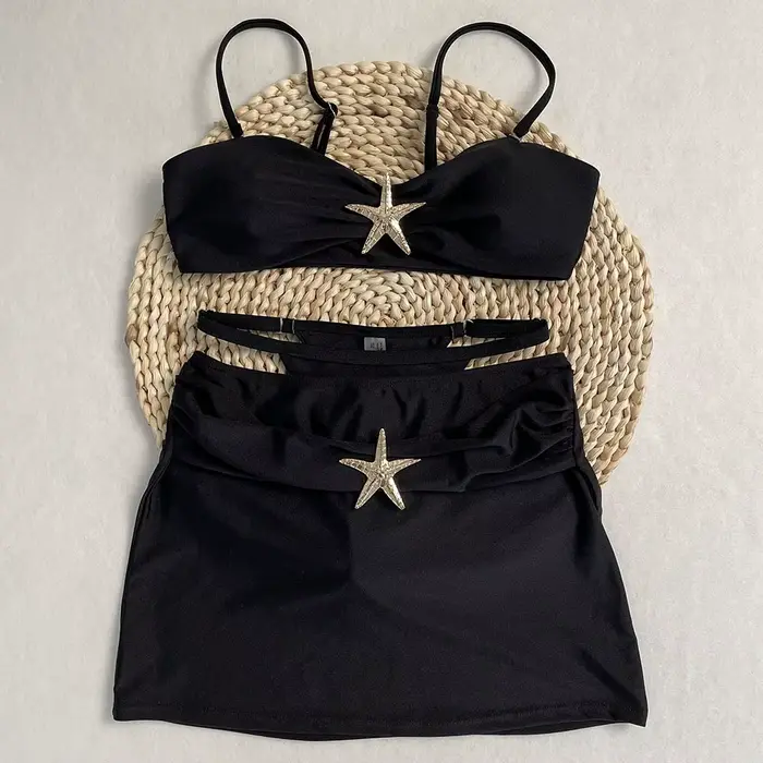 DEBAIOR 3 Piece Bikiny Ženy Plavky Dámské Plavky Sexy Bikiny Set Plavky Biquini Lesklý Sukně Cover Ups