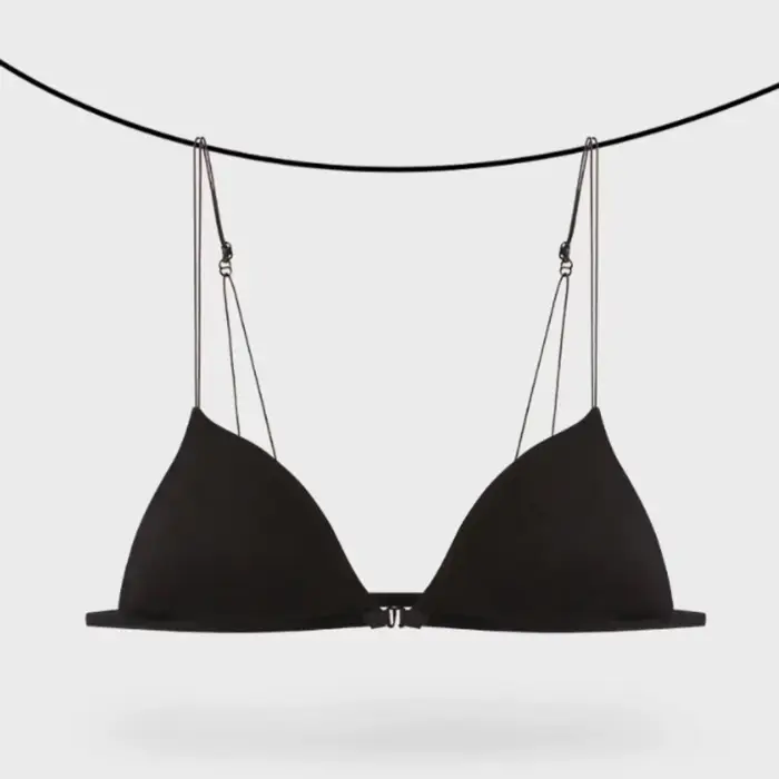 Soutiens-gorge triangulaires romantiques pour femmes, fines bretelles, dos nu, sans armatures, lingerie de couleur unie, style français, pour la plage.