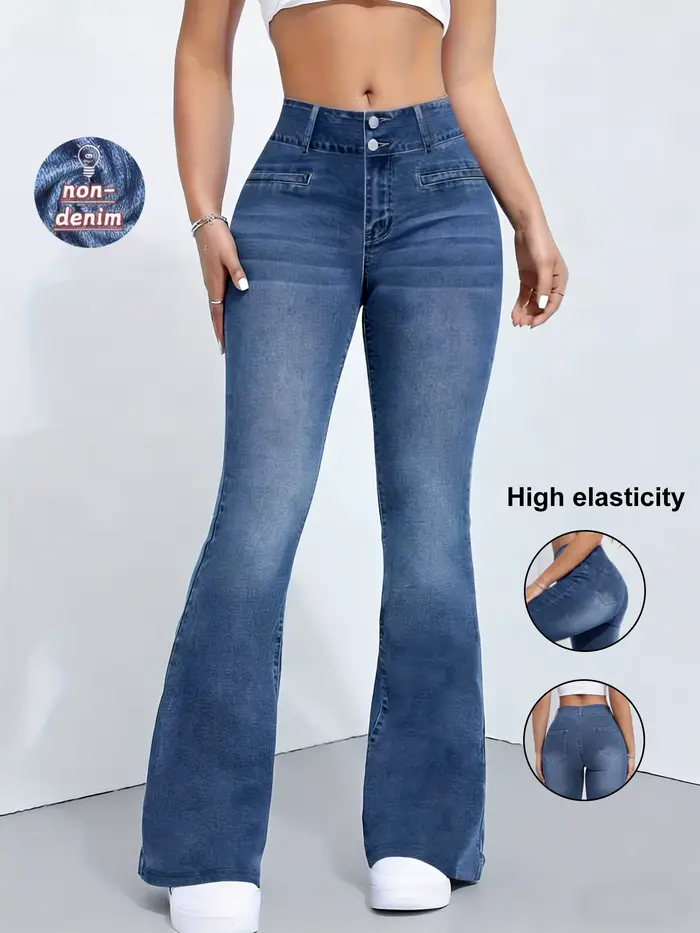 Leggings imprimés non en denim à haute élasticité pour femmes, leggings slim taille haute, leggings