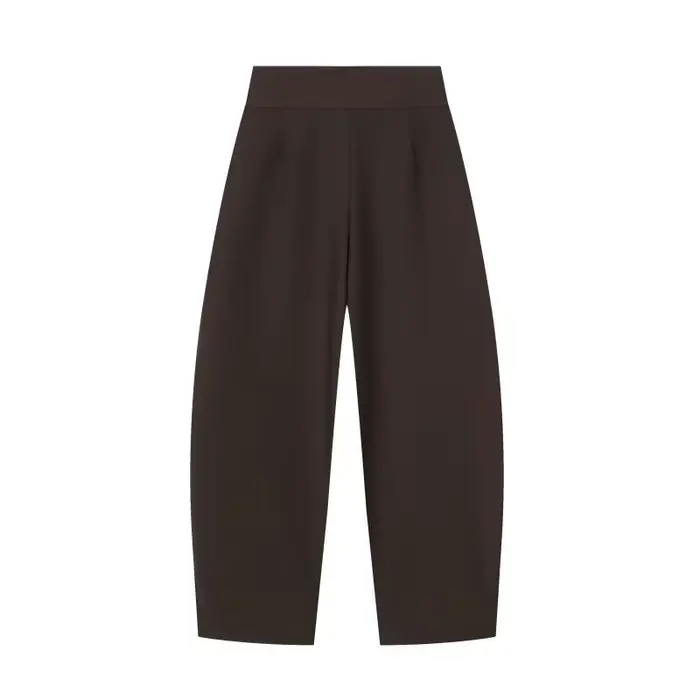Pantalon large pour femme, style rétro, couleur foncée, plissé, taille haute, décontracté, pour le t