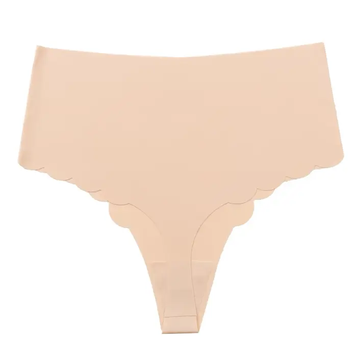 Culotte taille haute pour femmes, mode bord ondulé, sans couture, sous-vêtements féminins, tongs éla