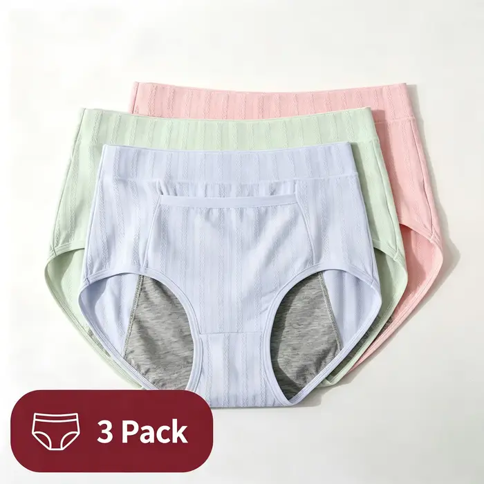 Lot de 3 culottes menstruelles anti-fuites pour femmes, sous-vêtements sexy à taille haute, réutilisables, pantalons physiologiques anti-fuites pour dames