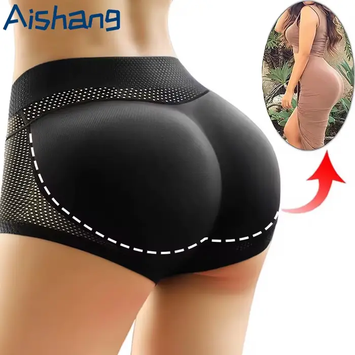 Culottes bout à bout de shapewear pour femmes rembourrées push up soutien des hanches et des fesses sous vêtement invisible contrôle amincissant nylon elastane tricoté
