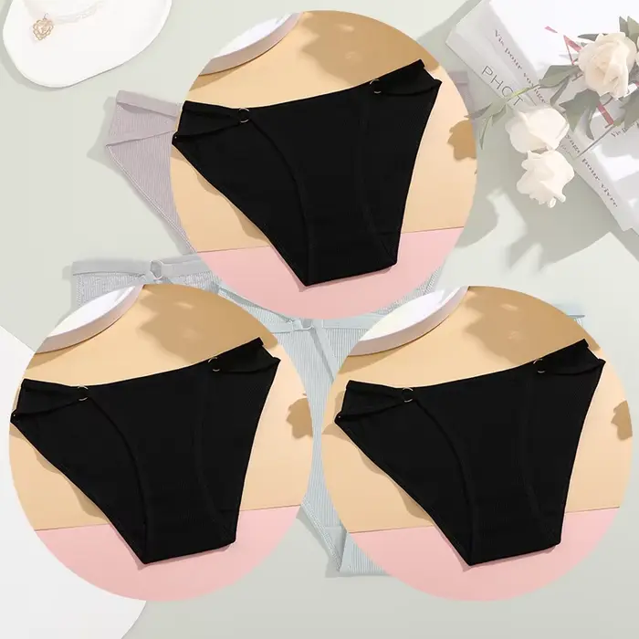 3 ks dámské kalhotky prodyšné sexy spodní prádlo pohodlné bavlněné pruhované