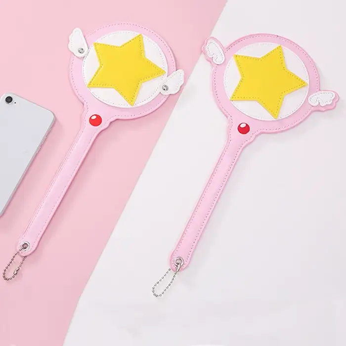 Sac à cartes en cuir PU, mignon Anime baguette magique, porte-cartes de Bus, métro, porte-cartes ave