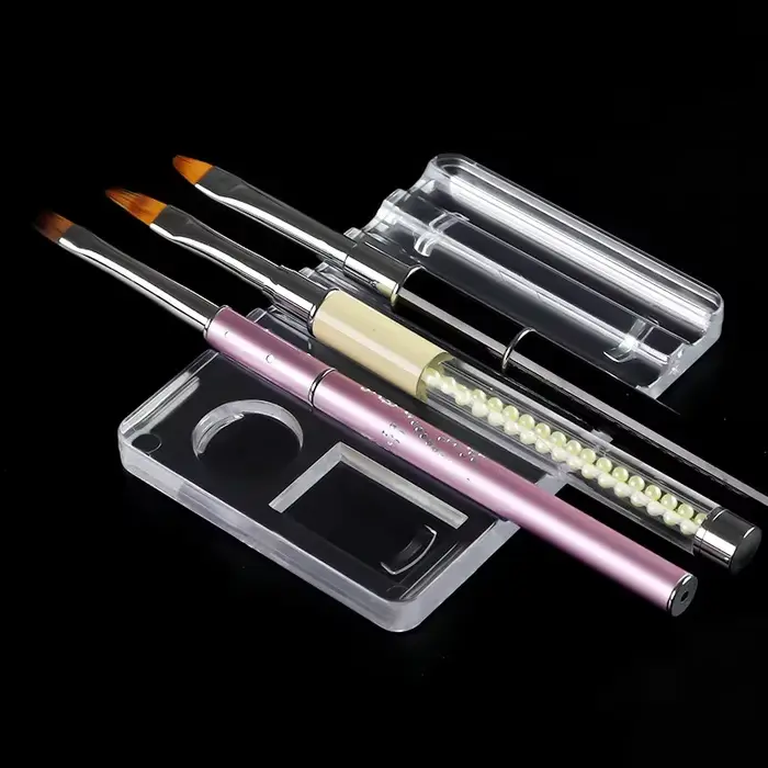 Porte-stylo polyvalent en acrylique pour Nail Art, support de brosse à 5 compartiments avec Palette