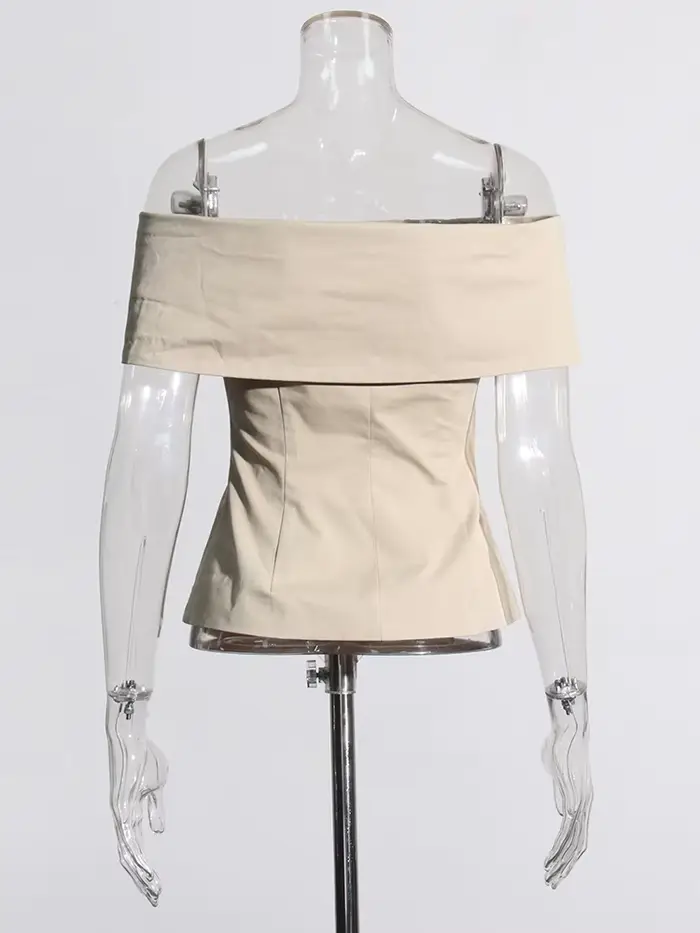 TWOTWurea YLE-Veste à Simple Boutonnage pour Femme, Patchwork Solide, Col Slash, Manches Courtes, Ma