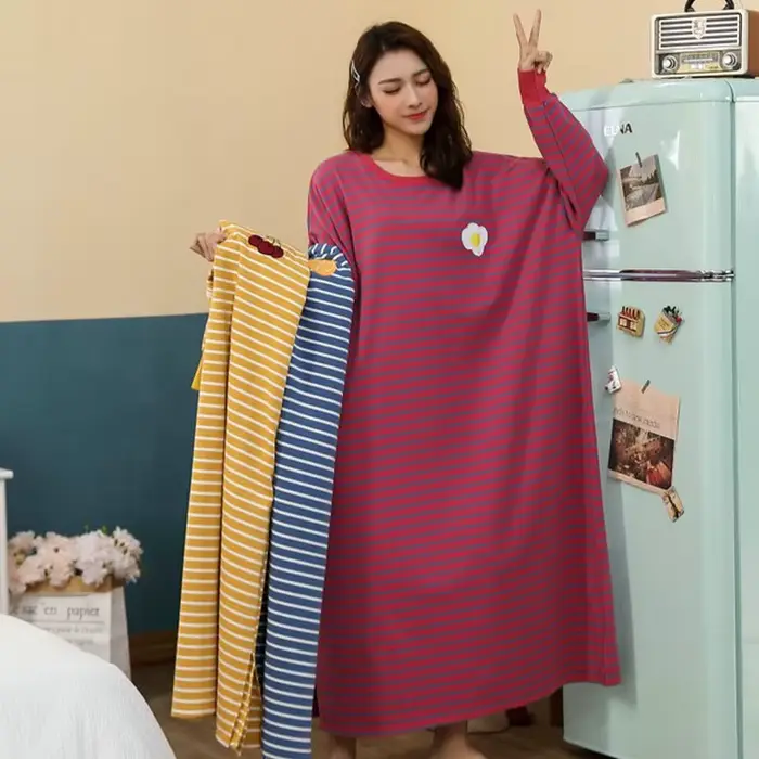 Robe de nuit surdimensionnée à manches longues pour femmes, chemise de nuit de dessin animé, chemise de nuit confortable, vêtements fantaisie