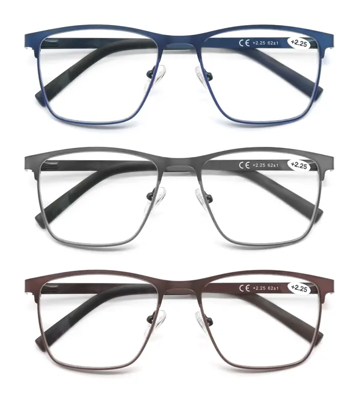 MODFANS lunettes de lecture à lumière bleue pour hommes cadre en métal lecteurs d'ordinateur presbyt