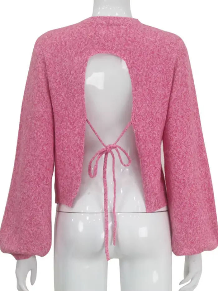 Tossy-Pull Dos auxà Lacets pour Femme, Pull Sexy à Manches sulf, Col Roulé à la Mode, Haut Camisola