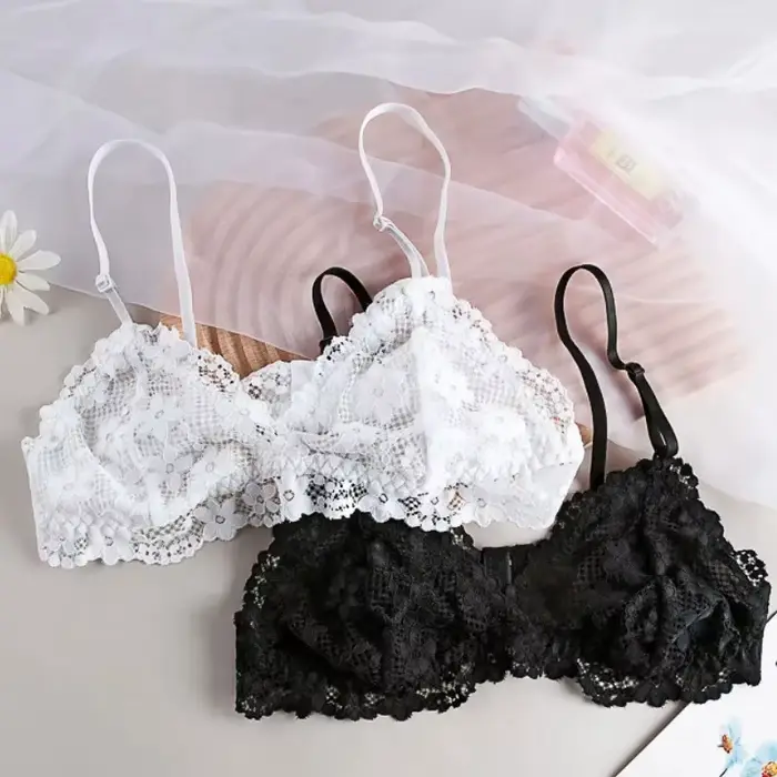 Dámské krajkové podprsenky, bralette bez kostic, průhledné krajkové spodní prádlo, dámská push-up podprsenka, jednobarevné sexy spodní prádlo, podprsenka bez zadku