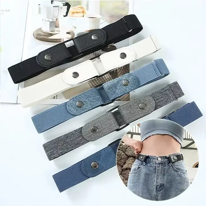 Bande de taille élastique réglable en toile, ceinture Invisible sans boucle pour femmes et hommes, p
