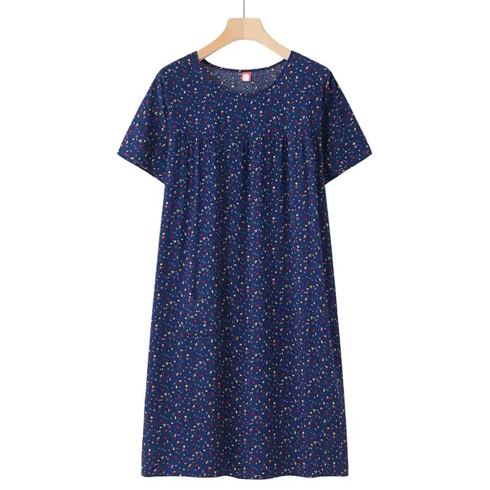 Nouvelle chemise de nuit grande taille, chemise de nuit à manches courtes pour femmes d'âge moyen et âgées, version fine d'été, robe ample pour la maison pour maman