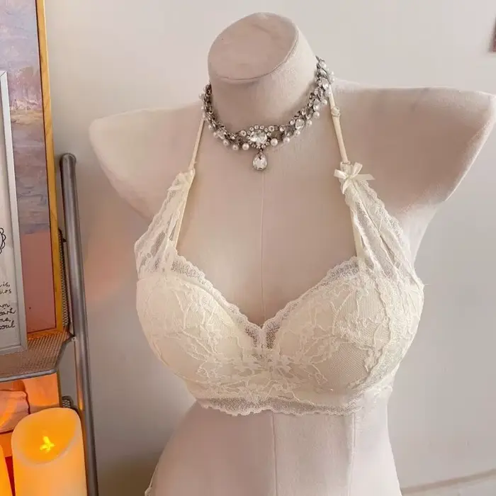 Sexy dámská podprsenka z nylonu a elastanu s krajkou tři čtvrtiny zpět uzavření zvláštní příležitosti