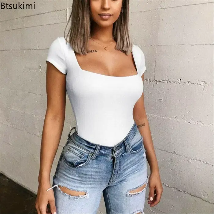 Body z hladkého polyesteru a spandexu, ležérní a sexy pro ženy, ideální pro letní příležitosti a noční výlety