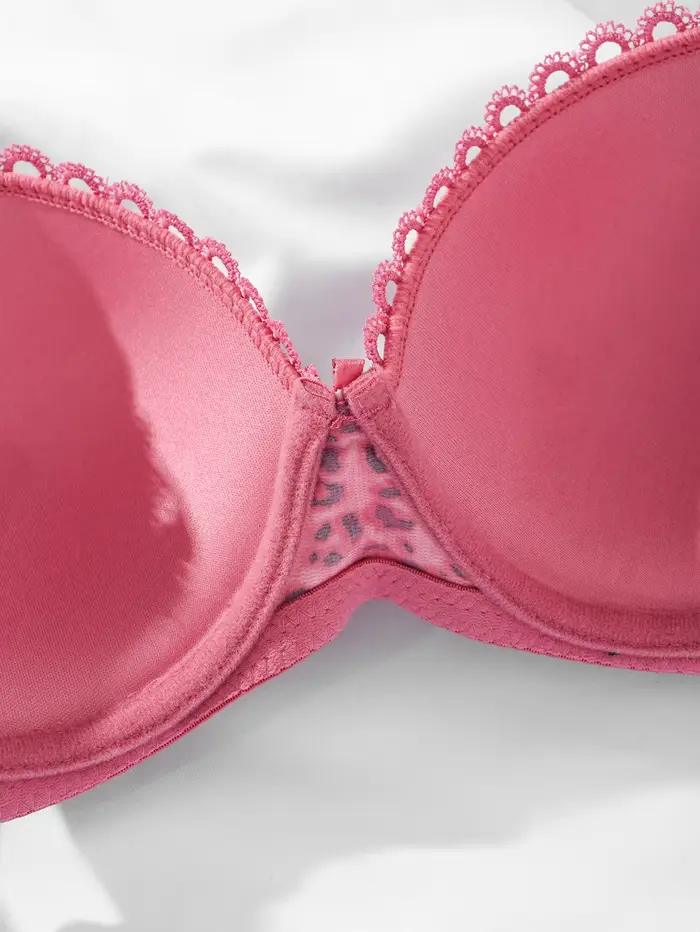 Diana-Push up podprsenka s růžovým leopardím potiskem pro ženy, s ocelovým kroužkem, B pohár, vysoce kvalitní spodní prádlo