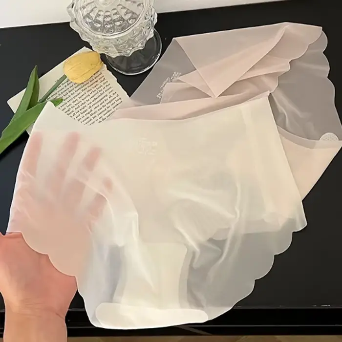 Dámské Ice-Cold hedvábí neviditelné kalhotky, Ultra Slim bezešvé prádlo, vysoký pas, prodyšné, měkké, pružné, pohodlné, Lingeri, nová kolekce 2024