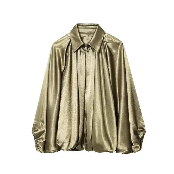 MUJER froncé Bomber vestes pour femmes gonflé surdimensionné veste femme manteaux d'été Demi-saison 