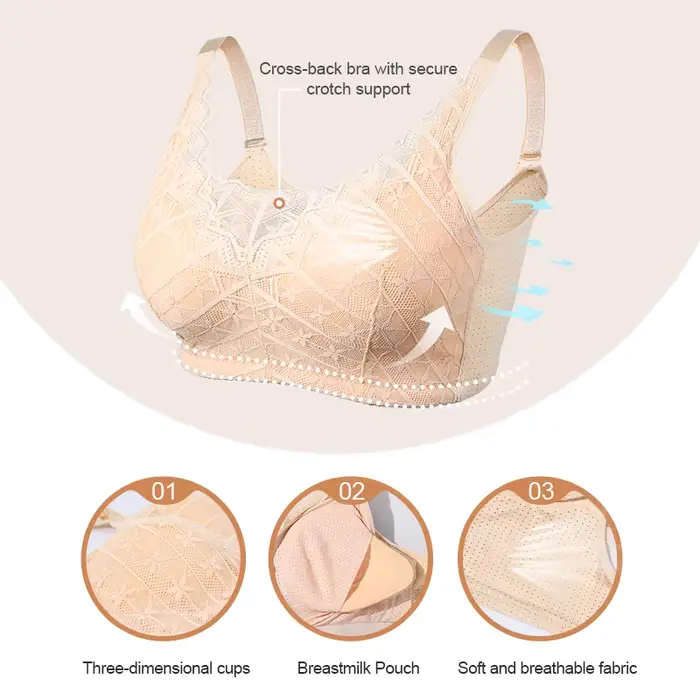 LERVANLA 2566 Soutien-gorge de mastectomie à forte respirabilité pour femme avec coussinets de forme de poitrine de poche inclus Confort en coton réglable Grand