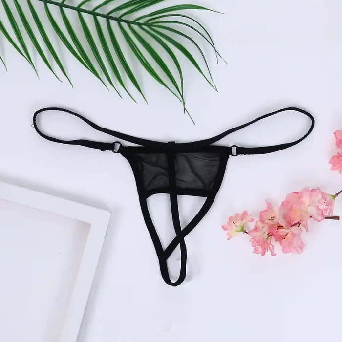 Strings transparents en dentelle pour femmes, sous-vêtements sexy, entrejambe ouvert