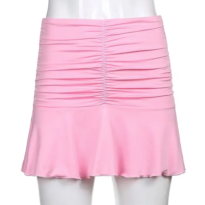 Jupes d'été Sexy pour femmes, Mini jupe plissée décontractée rose de Style coréen pour écolières des