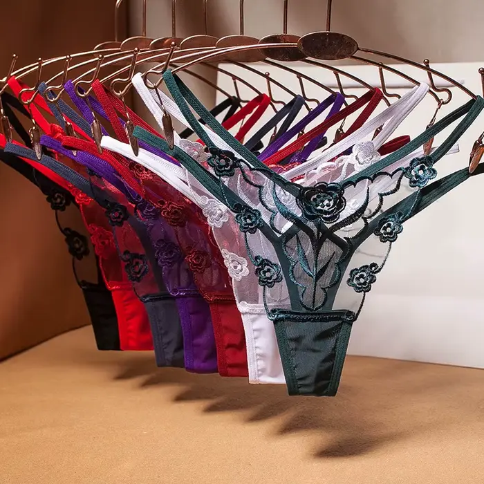 Sexy vyšívané kalhotky žena průhledný bezešvé tanga Spodní prádlo kalhotky žena intimní spodní prádlo